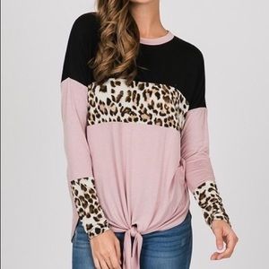 NWT Pink, Black & Leopard color block